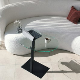 Hanah Home Fagioli - Mesa de centro negra con cristal templado